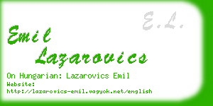 emil lazarovics business card